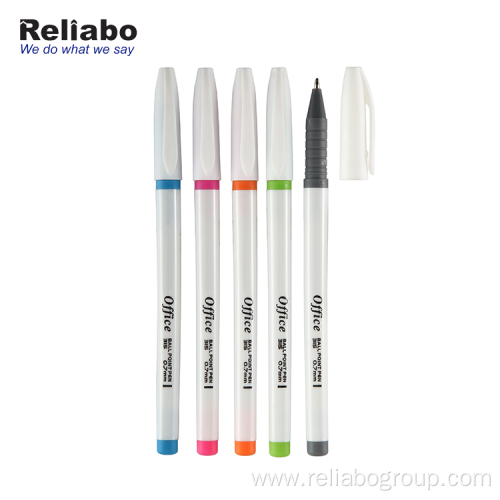 Custom brand logo plastic soft grip ballpoint pen